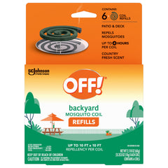 Close-up of OFF! Mosquito Coil in use outdoors