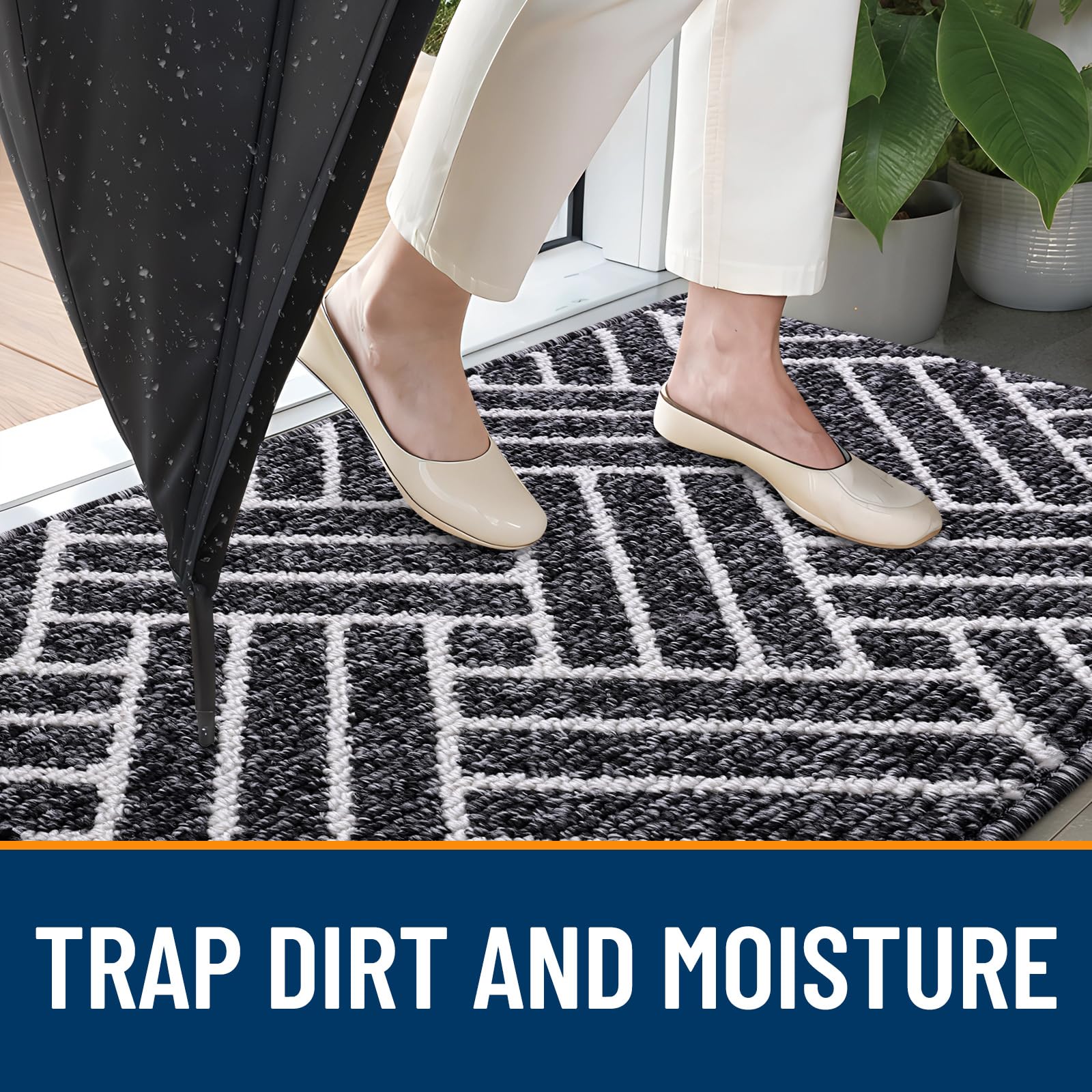 Close-up of OLANLY door mat texture, polypropylene material