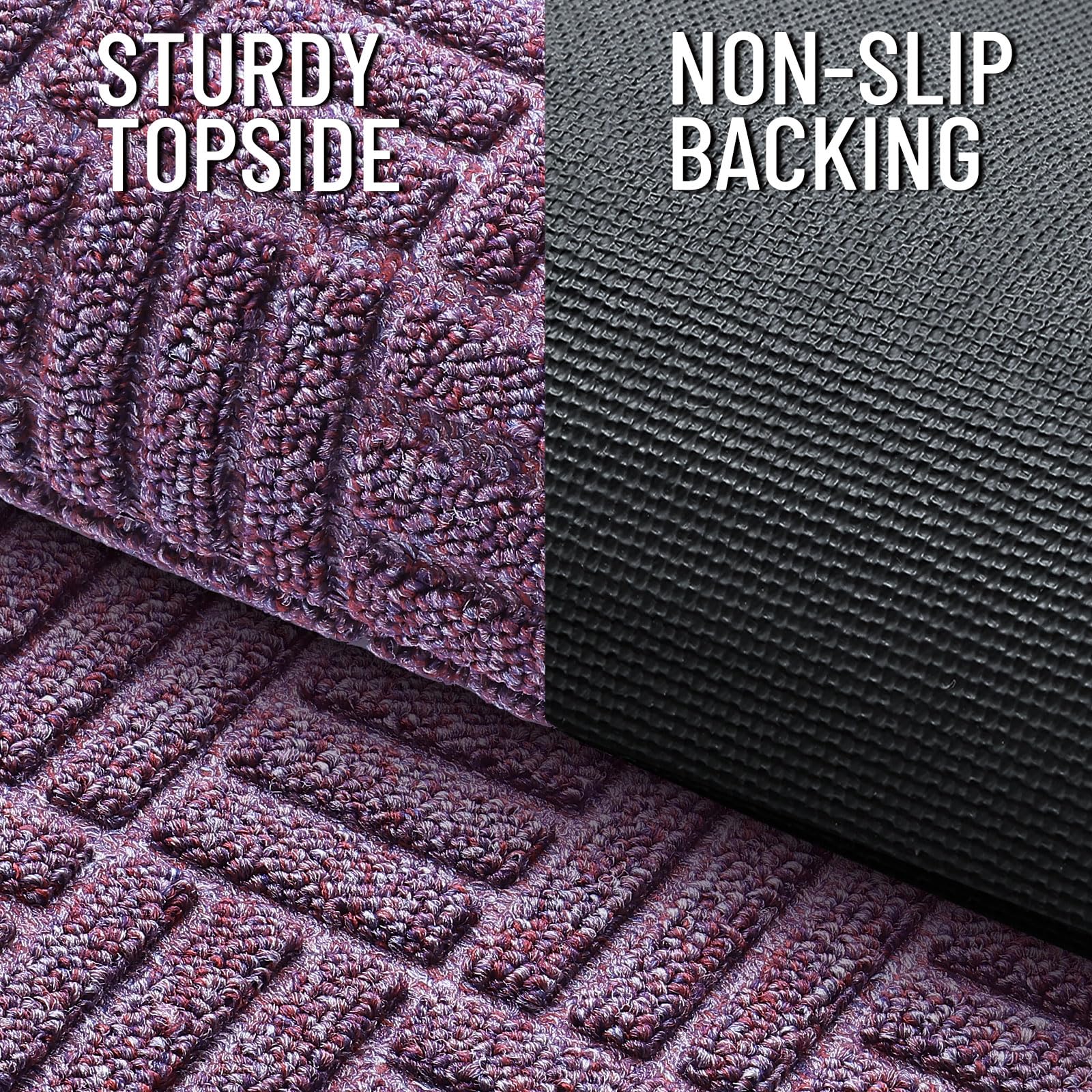 Close-up of OLANLY doormat surface capturing dirt