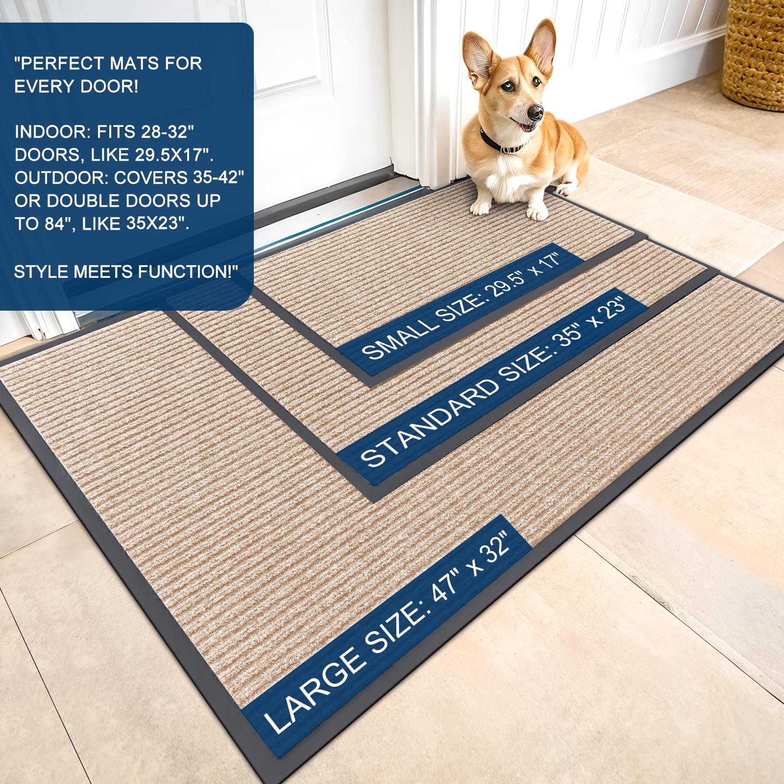 Close-up of OLANLY Front Door Mat texture and material