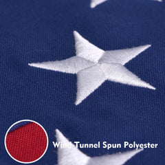 Close-up of OLYNIK American Flag showing brass grommets