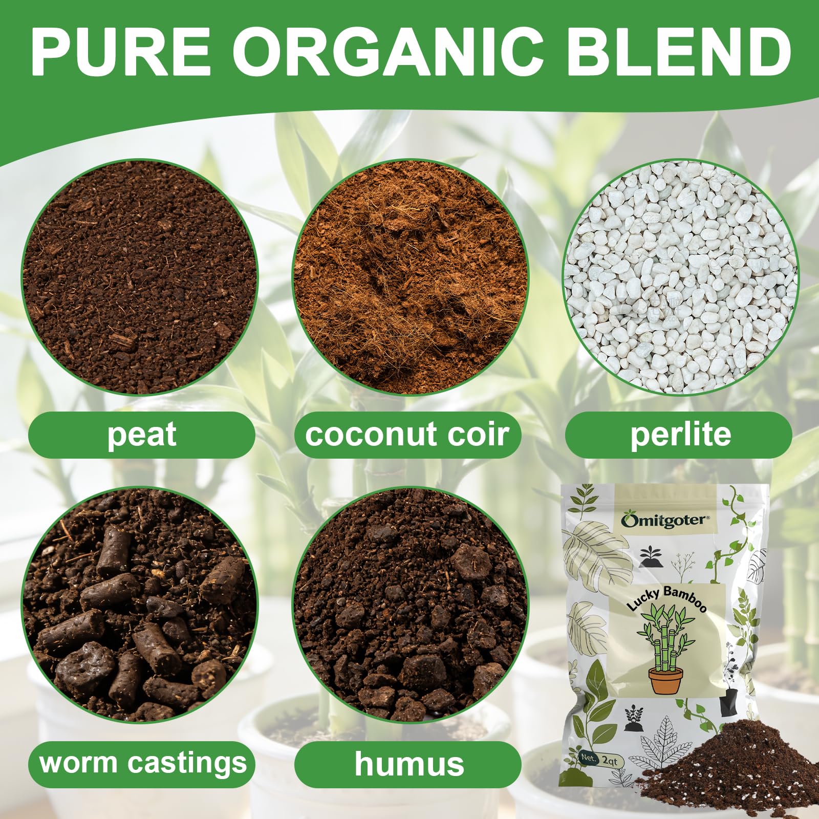 Close-up of Omitgoter Potting Soil texture and ingredients