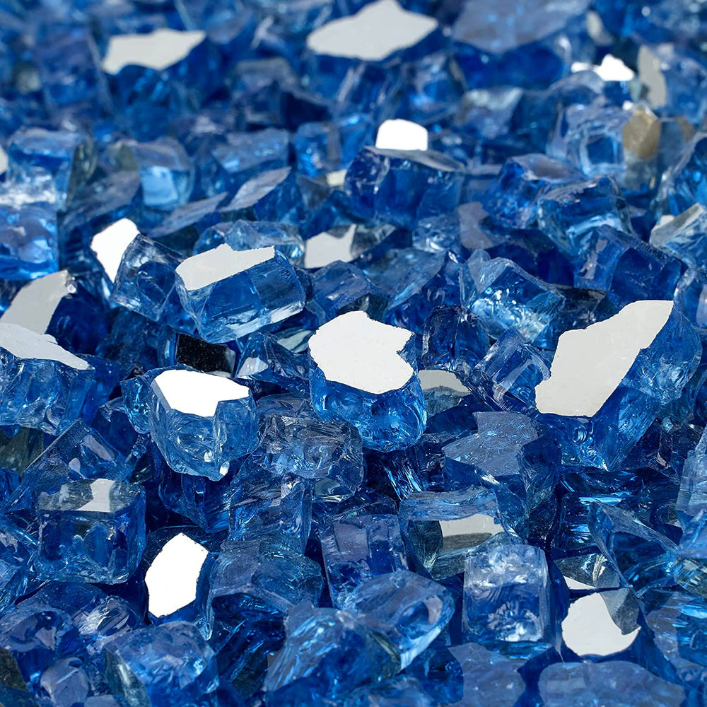 Close-up of Onlyfire fire glass rocks showing reflective surface