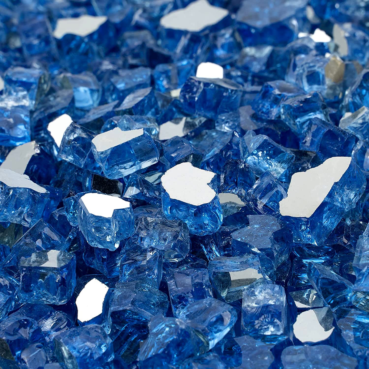 Close-up of onlyfire Fire Glass Rocks showing shine