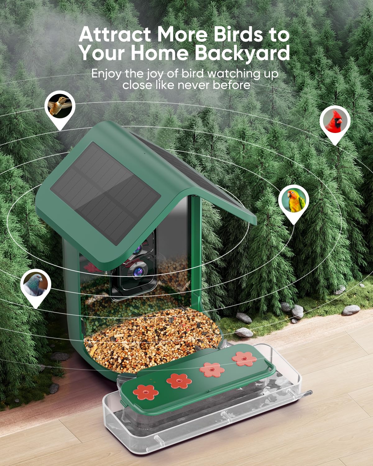 close-up of onlyfly bird feeder's 2K camera