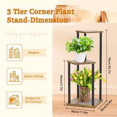 Close-up of Oppro 3 Tier Plant Stand wooden board