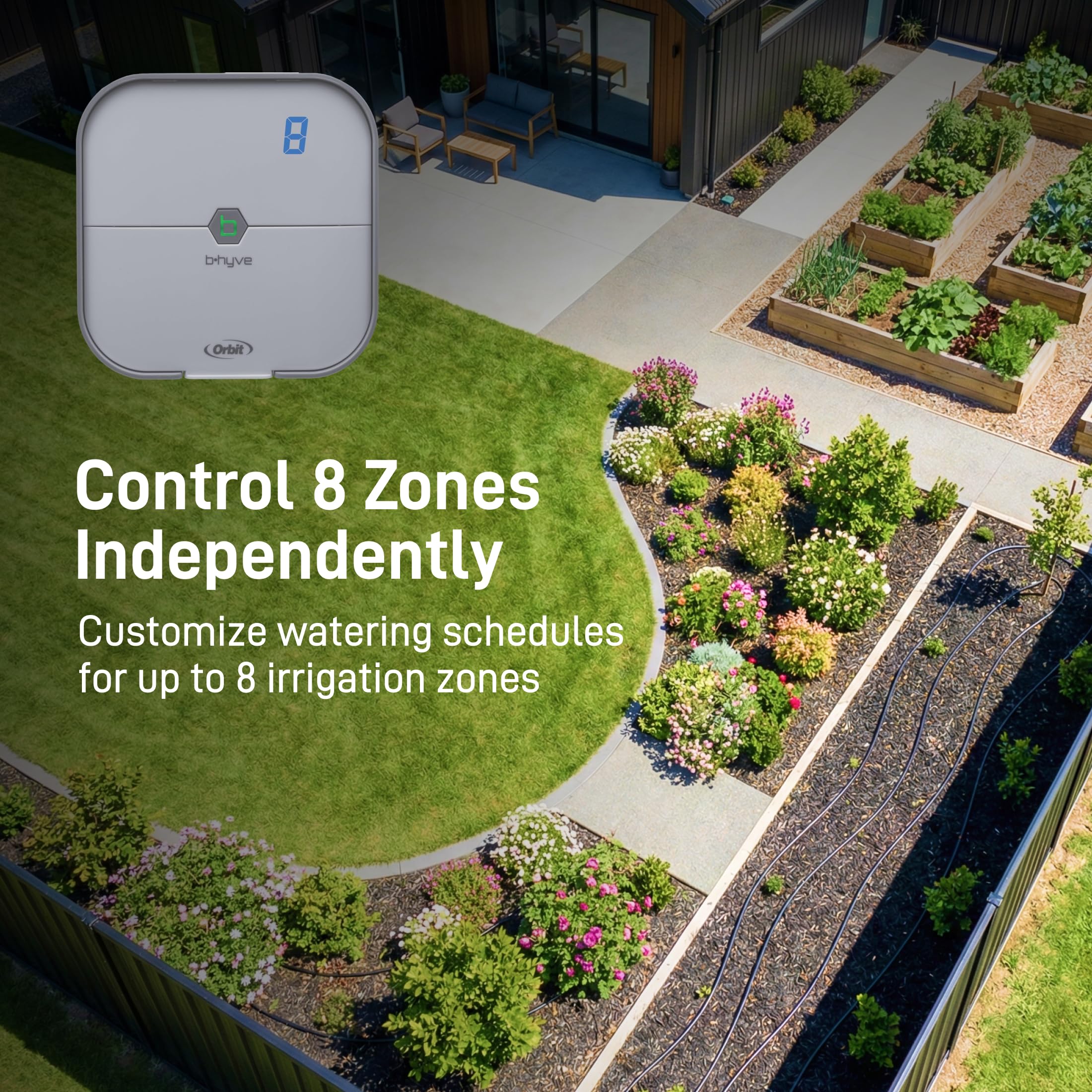 Close-up of Orbit B-hyve Indoor Smart Sprinkler Controller buttons