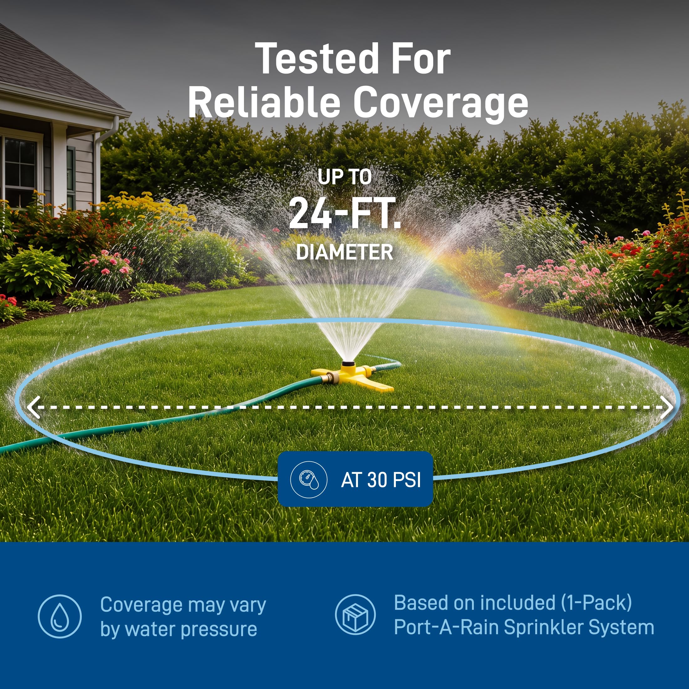 Close-up of Orbit Port-A-Rain sprinkler head and nozzle