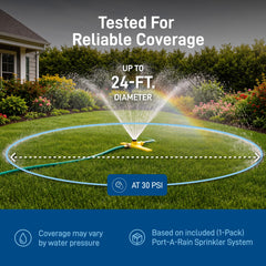 Close-up of Orbit Port-A-Rain sprinkler head and nozzle