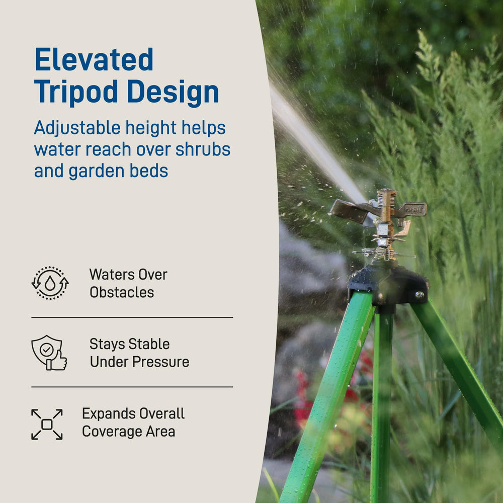 Close-up of Orbit Tripod Zinc Impact Sprinkler nozzle