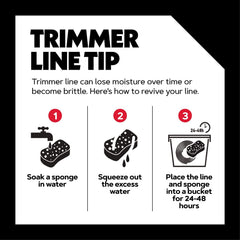 Close-up of Oregon Platinum Gatorline Trimmer Line showing diameter and length