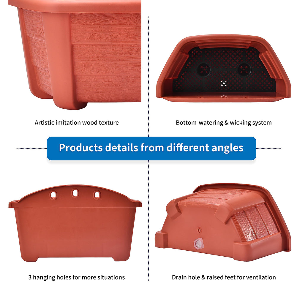 Close-up of ORIMERC 9.8 inch wall planter drainage system