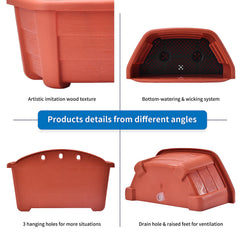 Close-up of ORIMERC 9.8 inch wall planter drainage system
