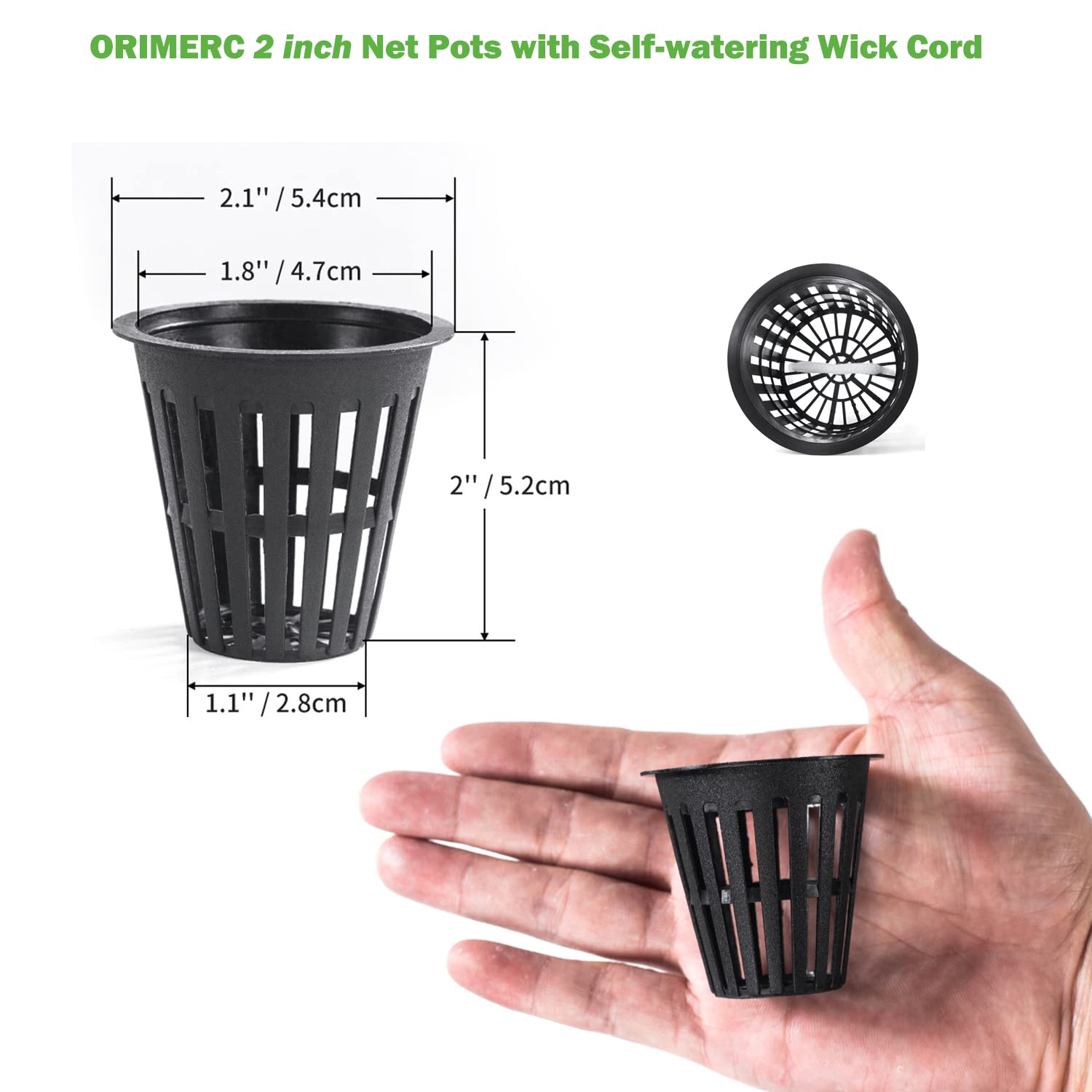 Close-up of ORIMERC net cup showing slotted mesh design