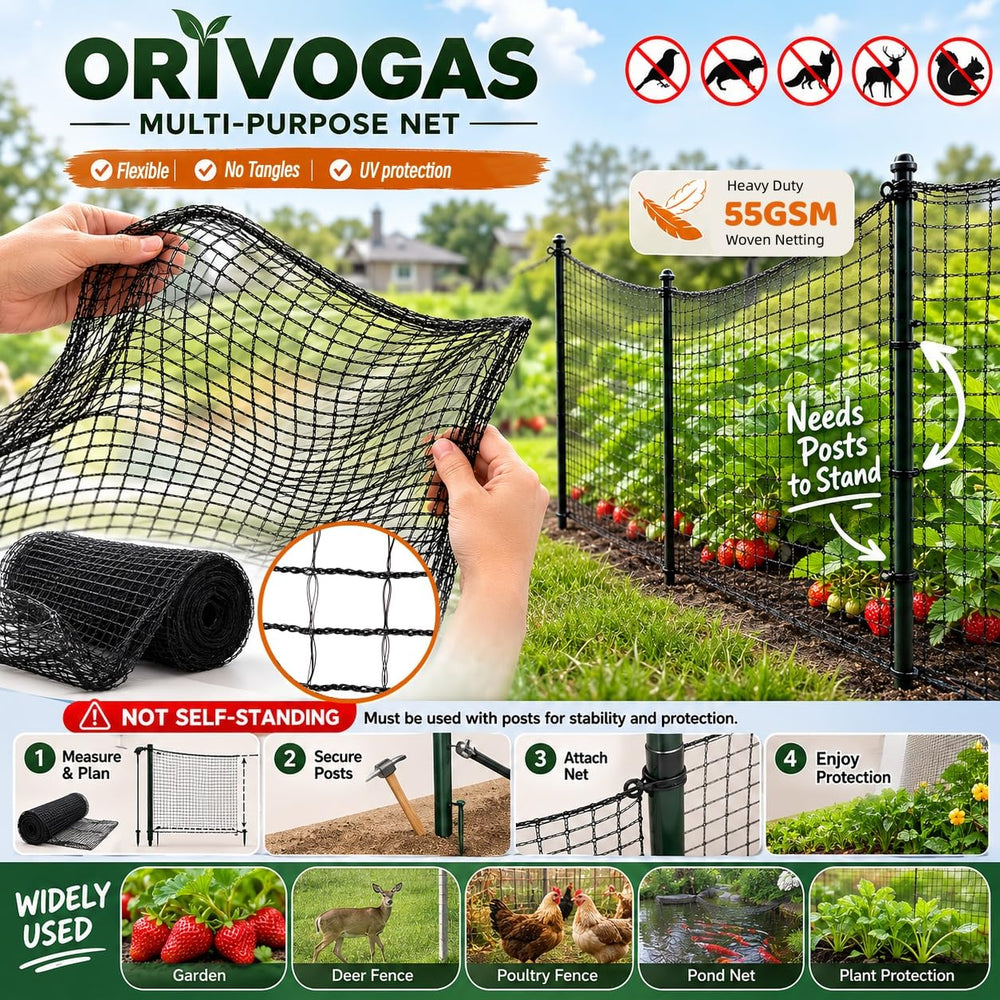 Close-up of ORIVOGAS mesh fence showing reinforced edges
