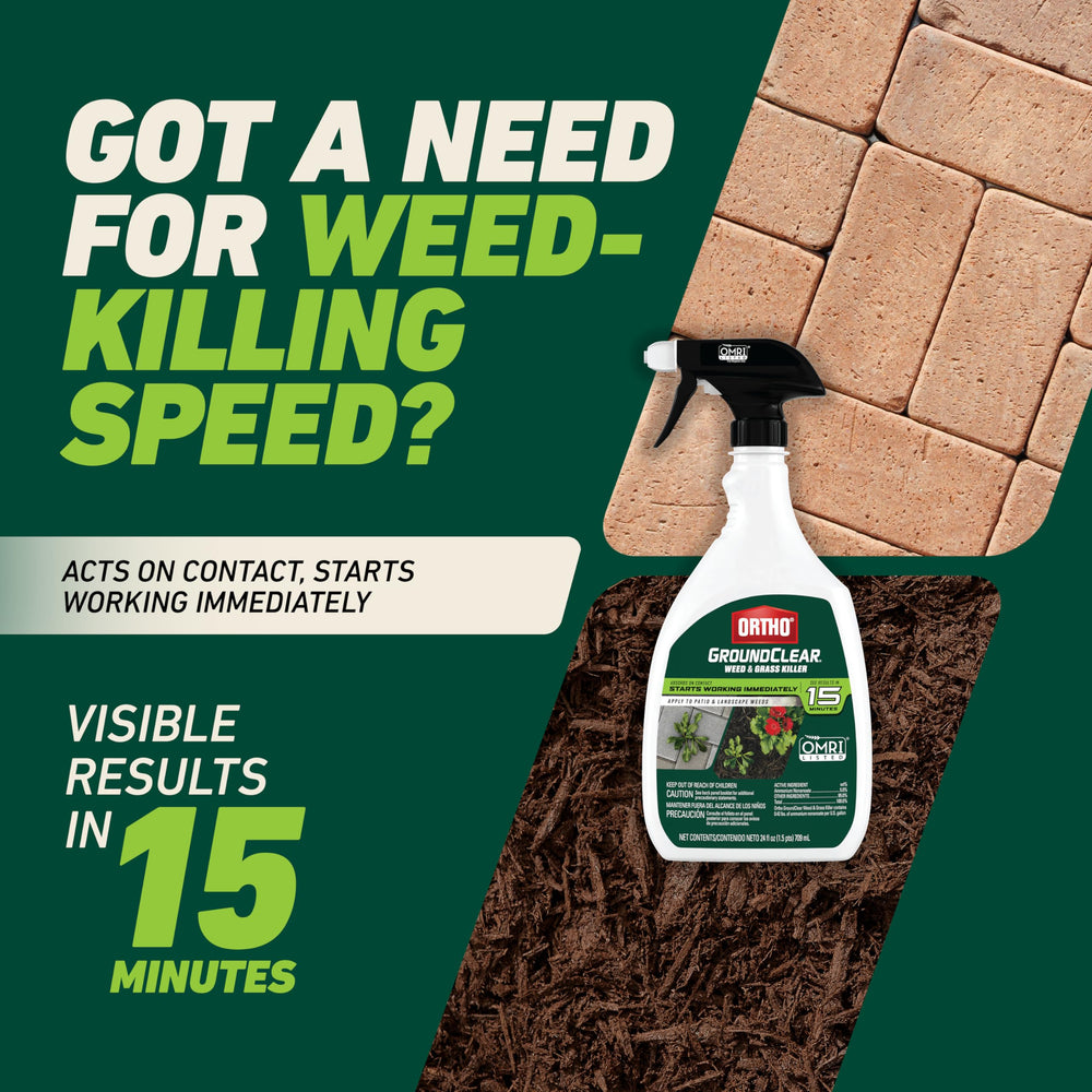 Close-up of Ortho GroundClear Weed & Grass Killer trigger sprayer