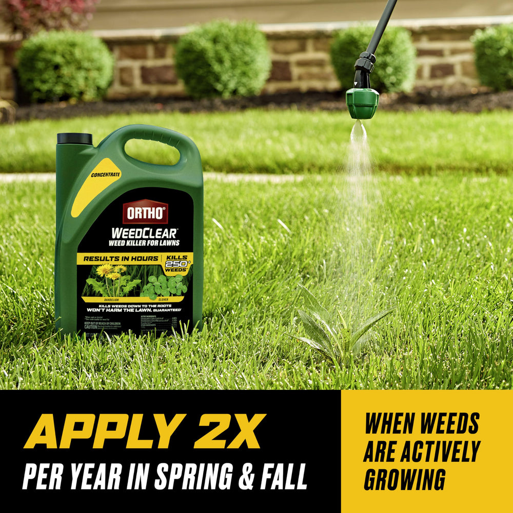Close-up of Ortho WeedClear Weed Killer label and instructions