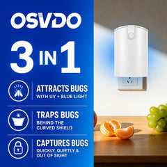 Close-up of osvdo insect trap plugged in outlet