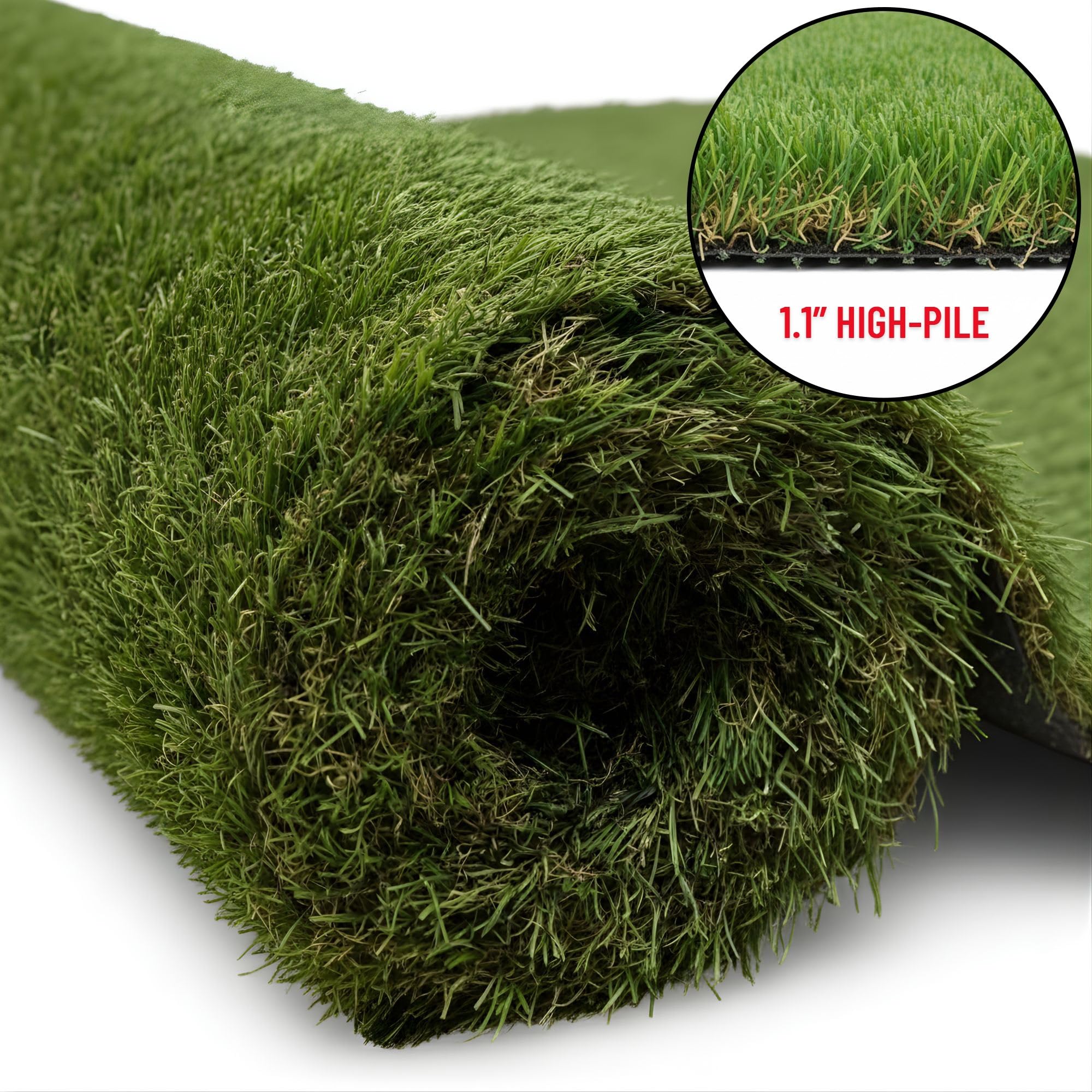 Close-up of Ottomanson Artificial Turf Mat texture and grass blades