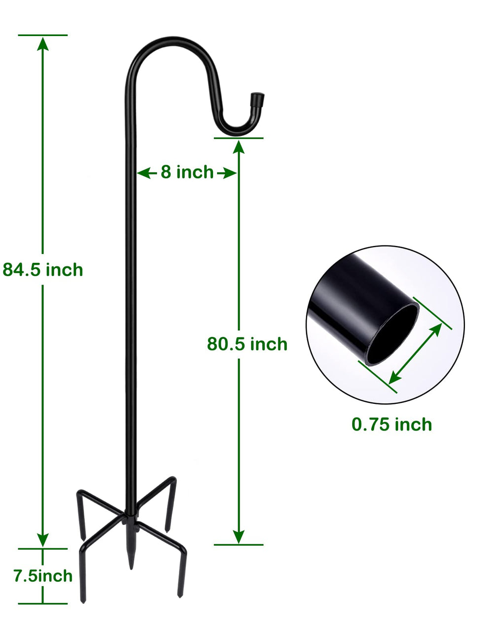 Close-up of Ottsuls shepherd hook base prongs