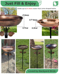 Close-up of OUISJYER bird bath bowl showing depth and finish