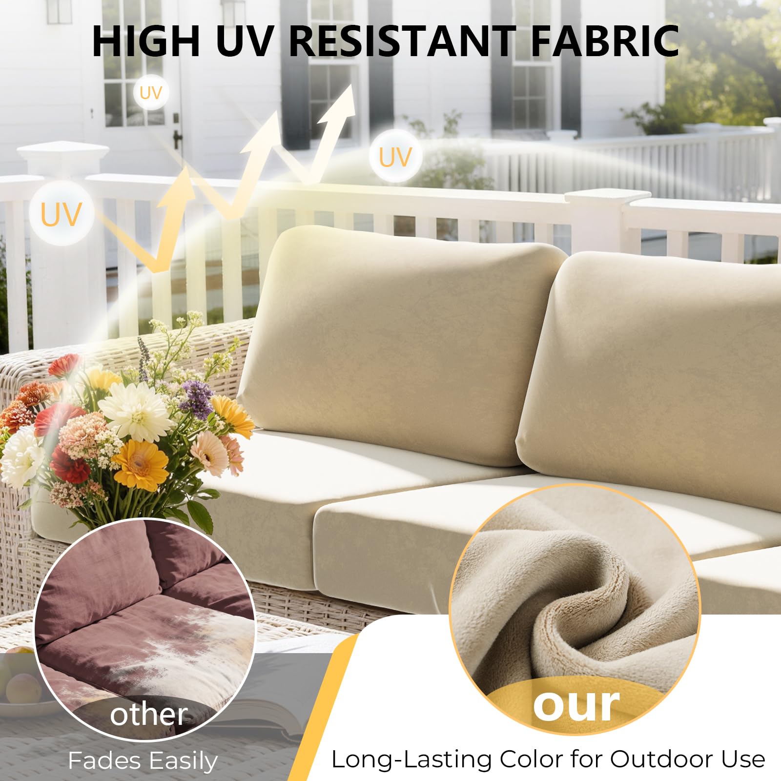 Close-up of Oungelark cushion cover fabric, highlighting durability