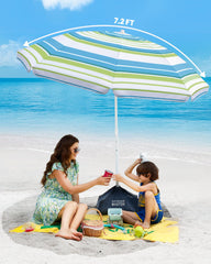 Close-up of OutdoorMaster beach umbrella pole with screw-lock mechanism