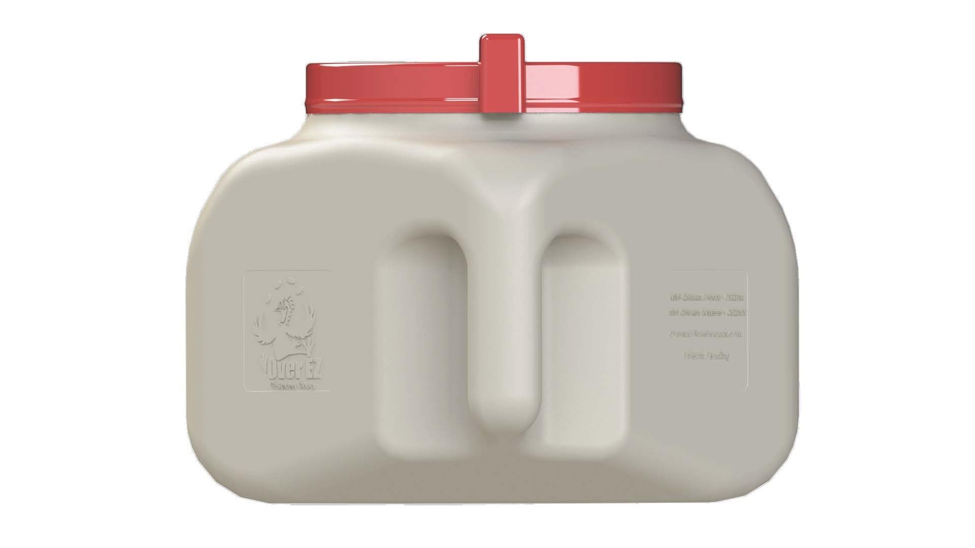 Close-up of OverEZ Compact Chicken Waterer lid with de-icer cord