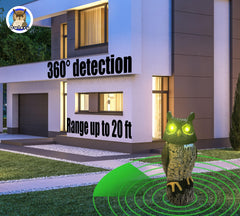 Close-up of Owlery Solar Owl's flashing eyes