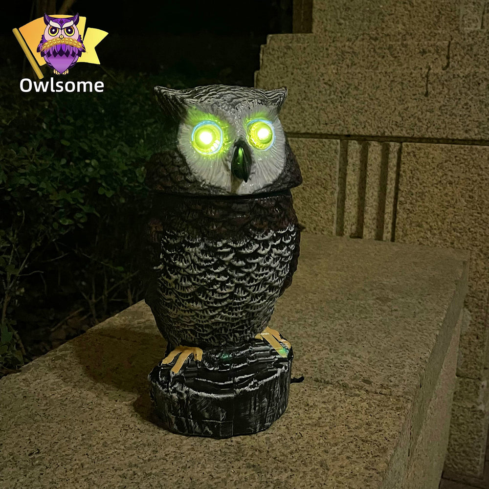 Close-up of Owlsome Solar Red Owl's hand-painted details