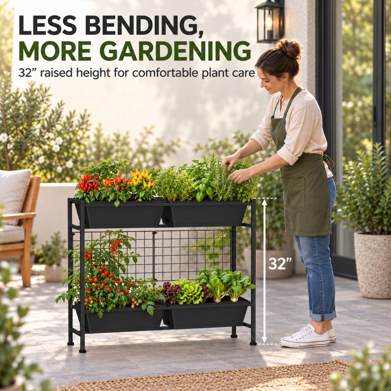 Close-up of OYEAL garden bed drainage hole and removable tray