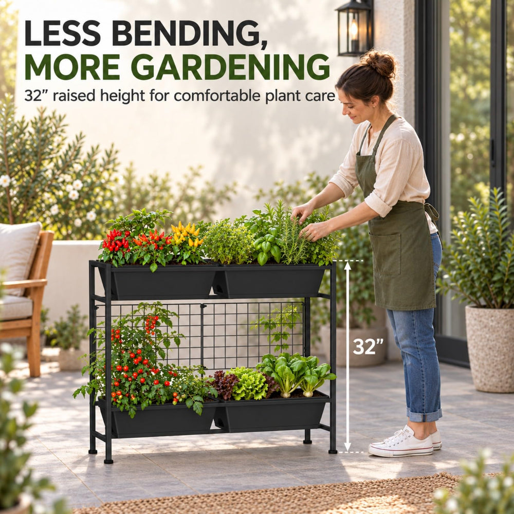 Close-up of OYEAL garden bed drainage hole and removable tray