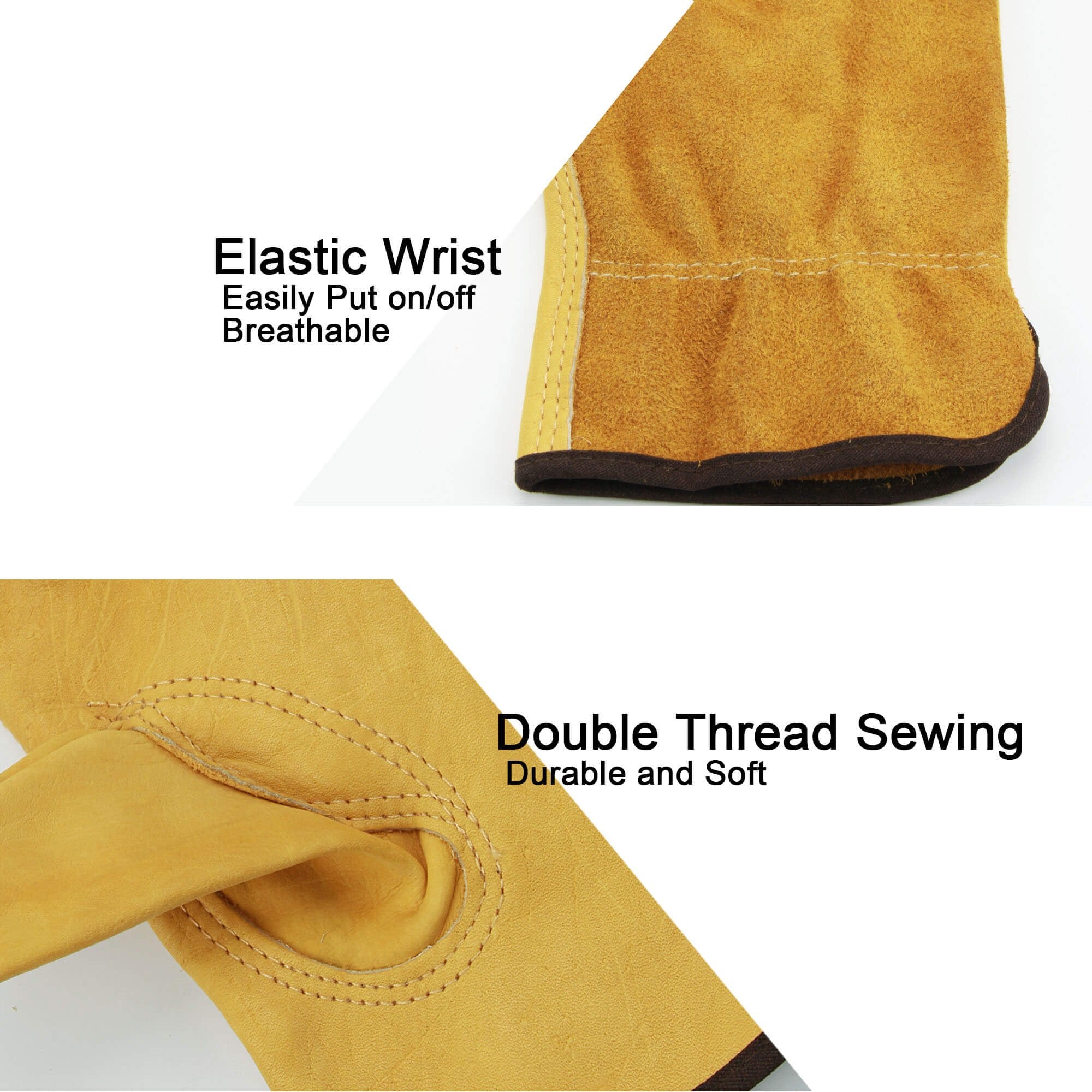 Close-up of OZERO Leather Gloves stitching and seams