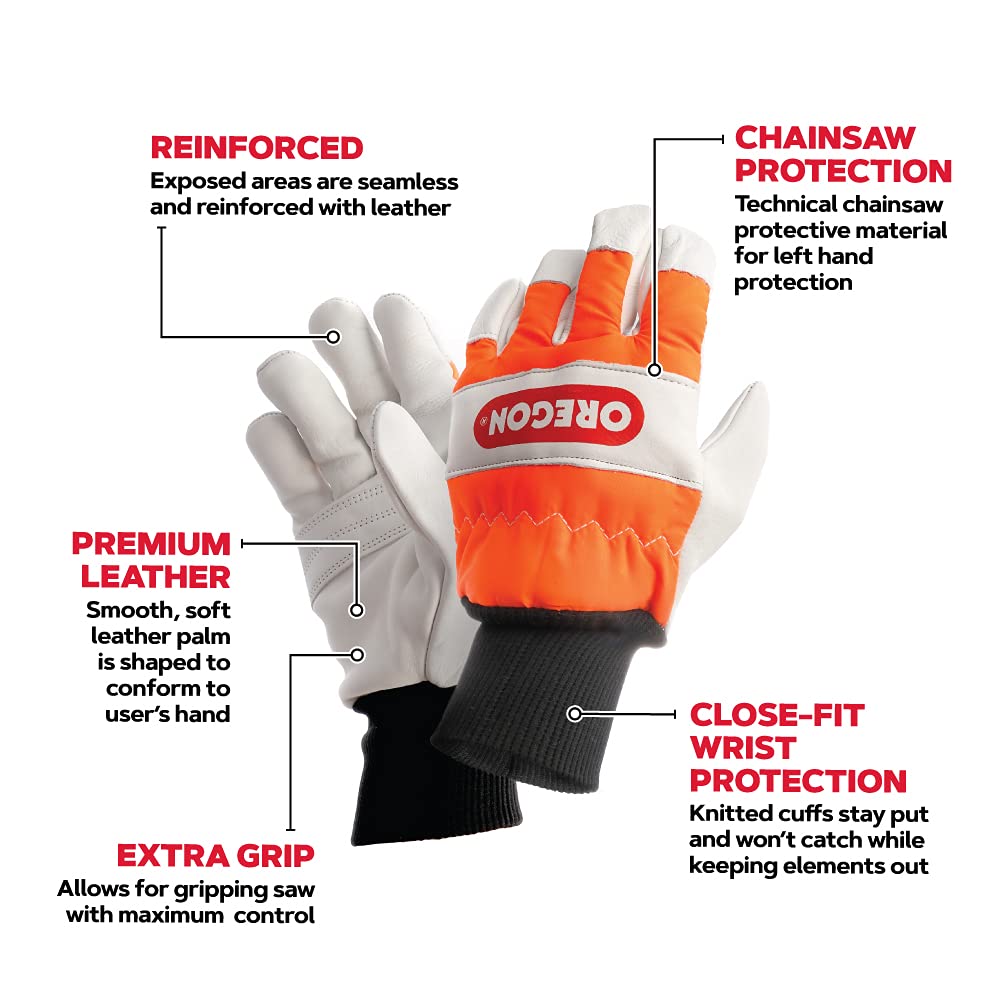Close-up of palm of Oregon Chainsaw Gloves for grip