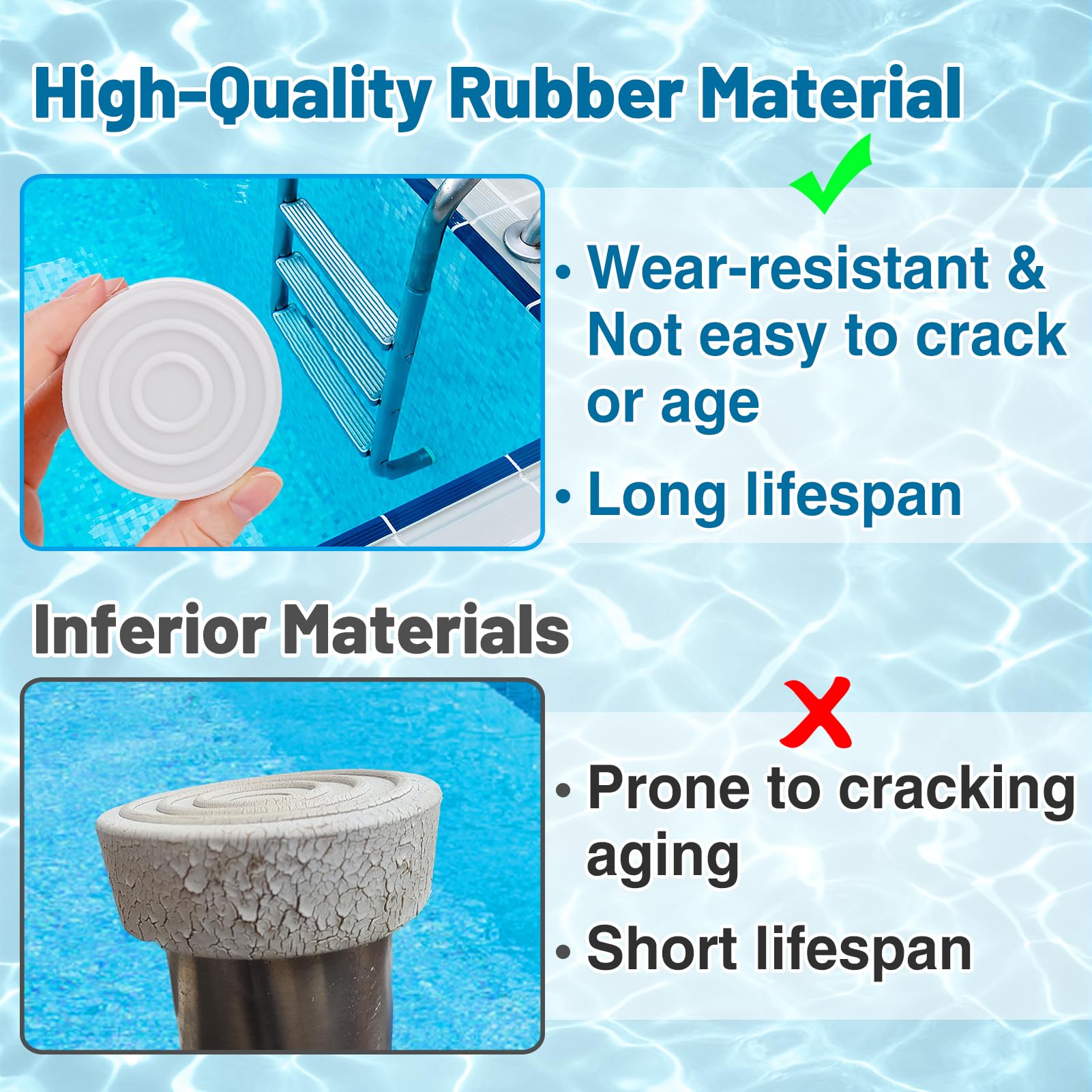Close-up of PAMASE pool ladder bumper showing rubber material