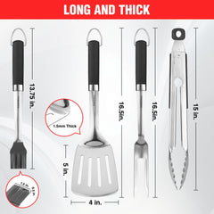 Close-up of PARGRILL stainless steel spatula with ergonomic handle