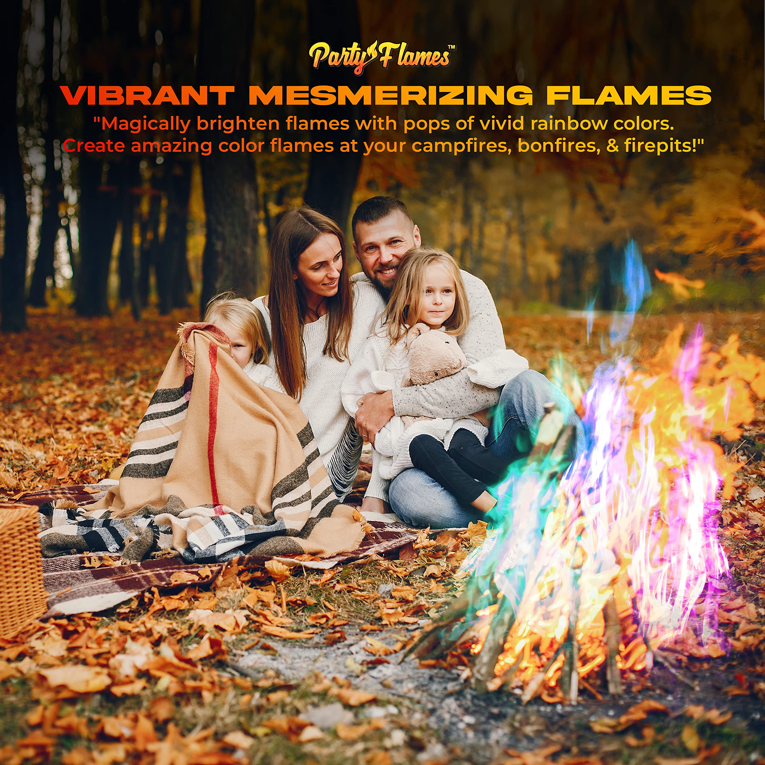 Close-up of Party Flames color changing packets