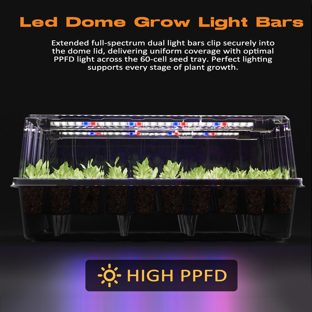 Close-up of Patigrow grow light system with LED strips