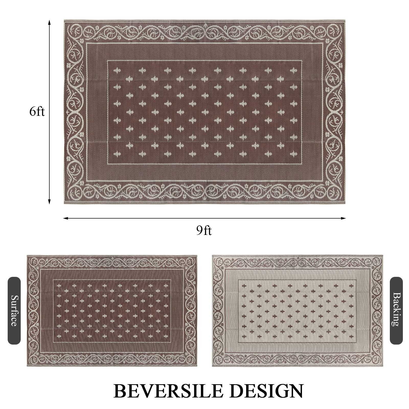 Close-up of Pauwer Outdoor Rug 6x9 edge detail