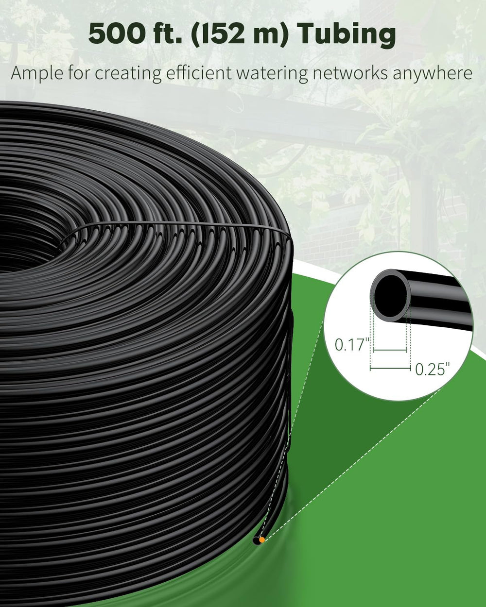 Close-up of Pawfly drip irrigation tubing showing smooth inner wall