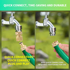 Close-up of PELTEFLU brass water hose quick connect fittings