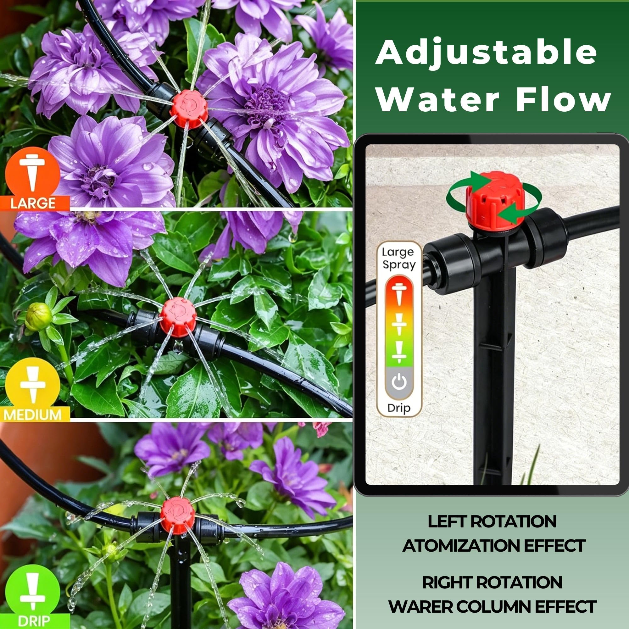 Close-up of PESIODU adjustable misting nozzle for drip irrigation