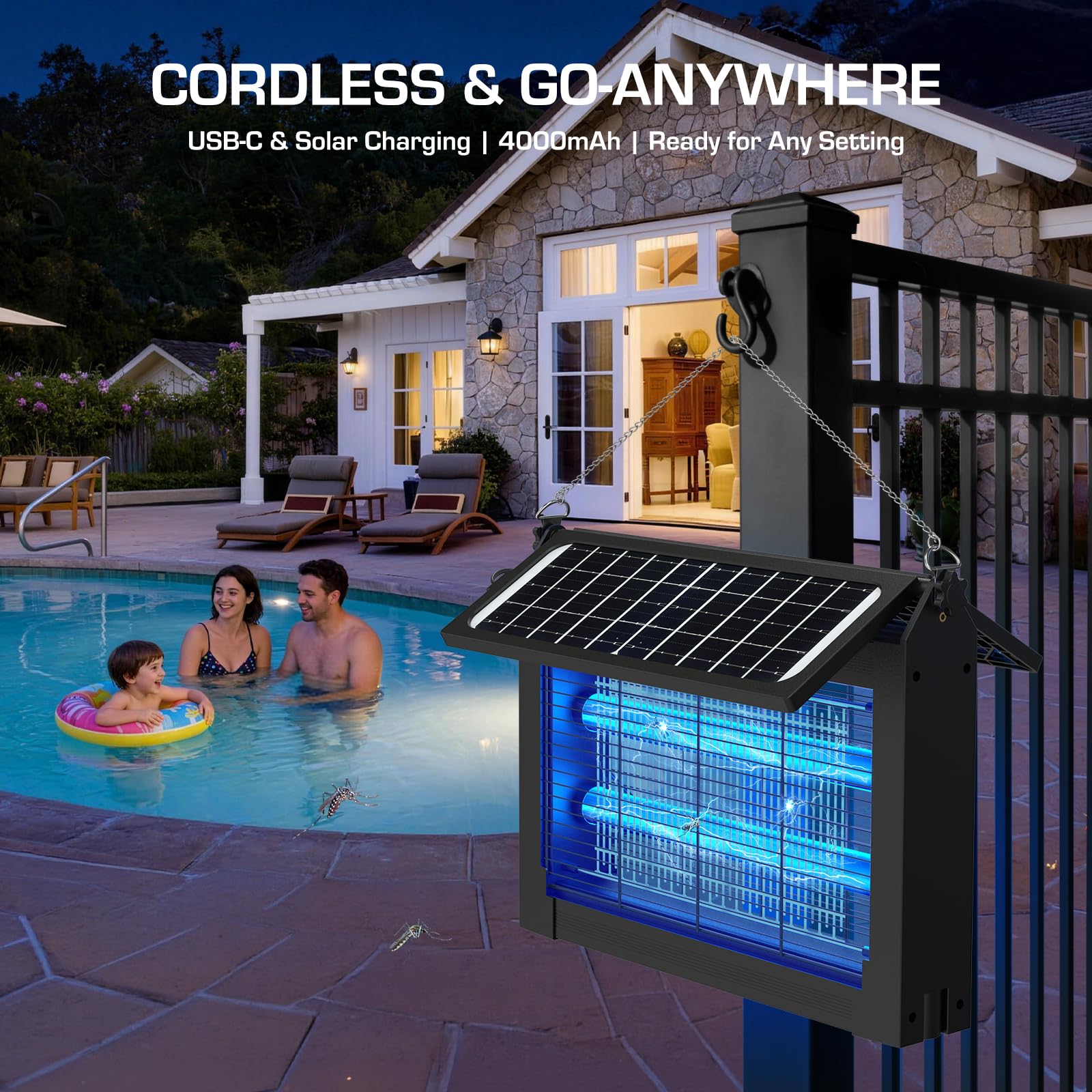 Close-up of PhatroyYee Solar Bug Zapper electric grid