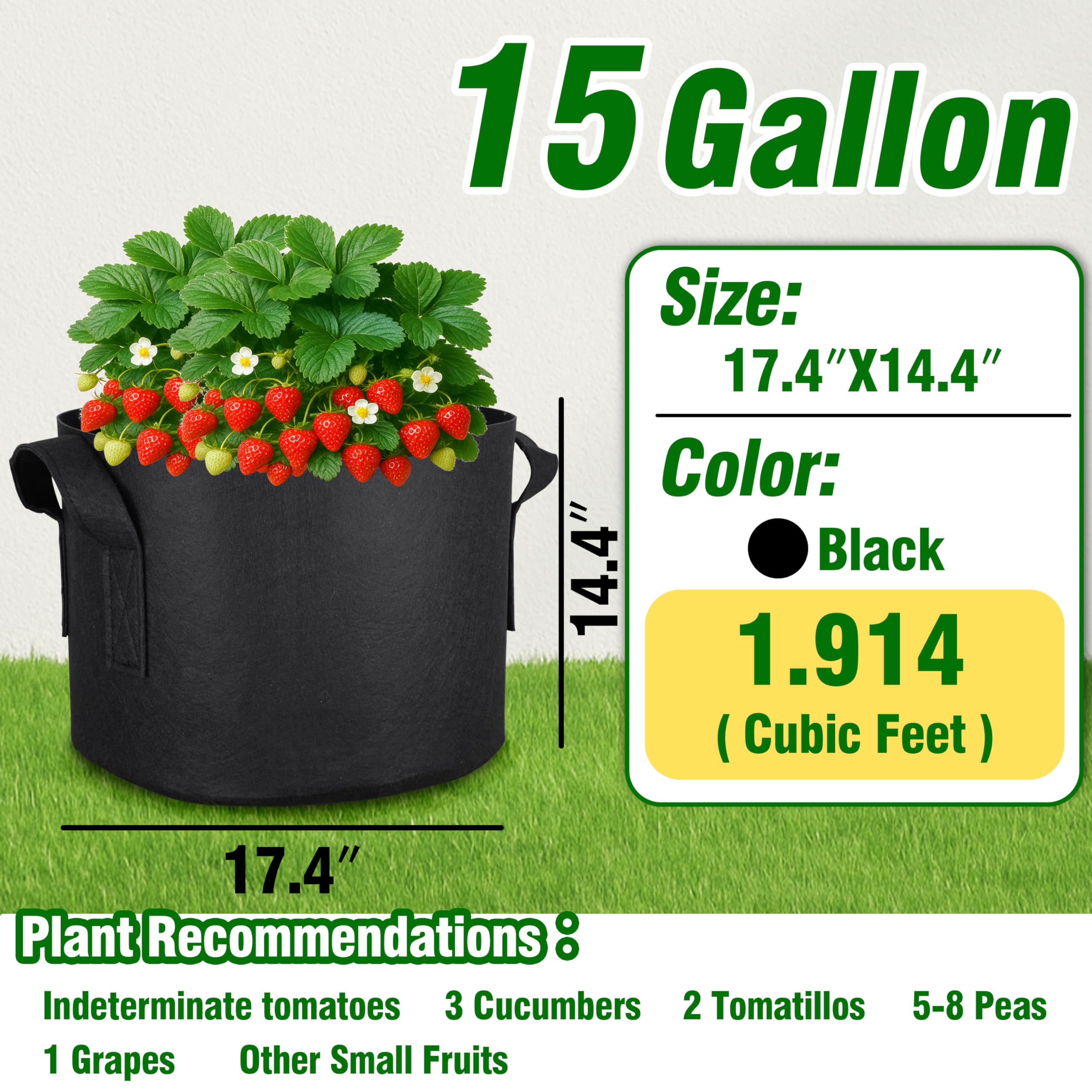 Close-up of PHYEX grow bag showing sturdy double-stitched handles