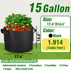 Close-up of PHYEX grow bag showing sturdy double-stitched handles