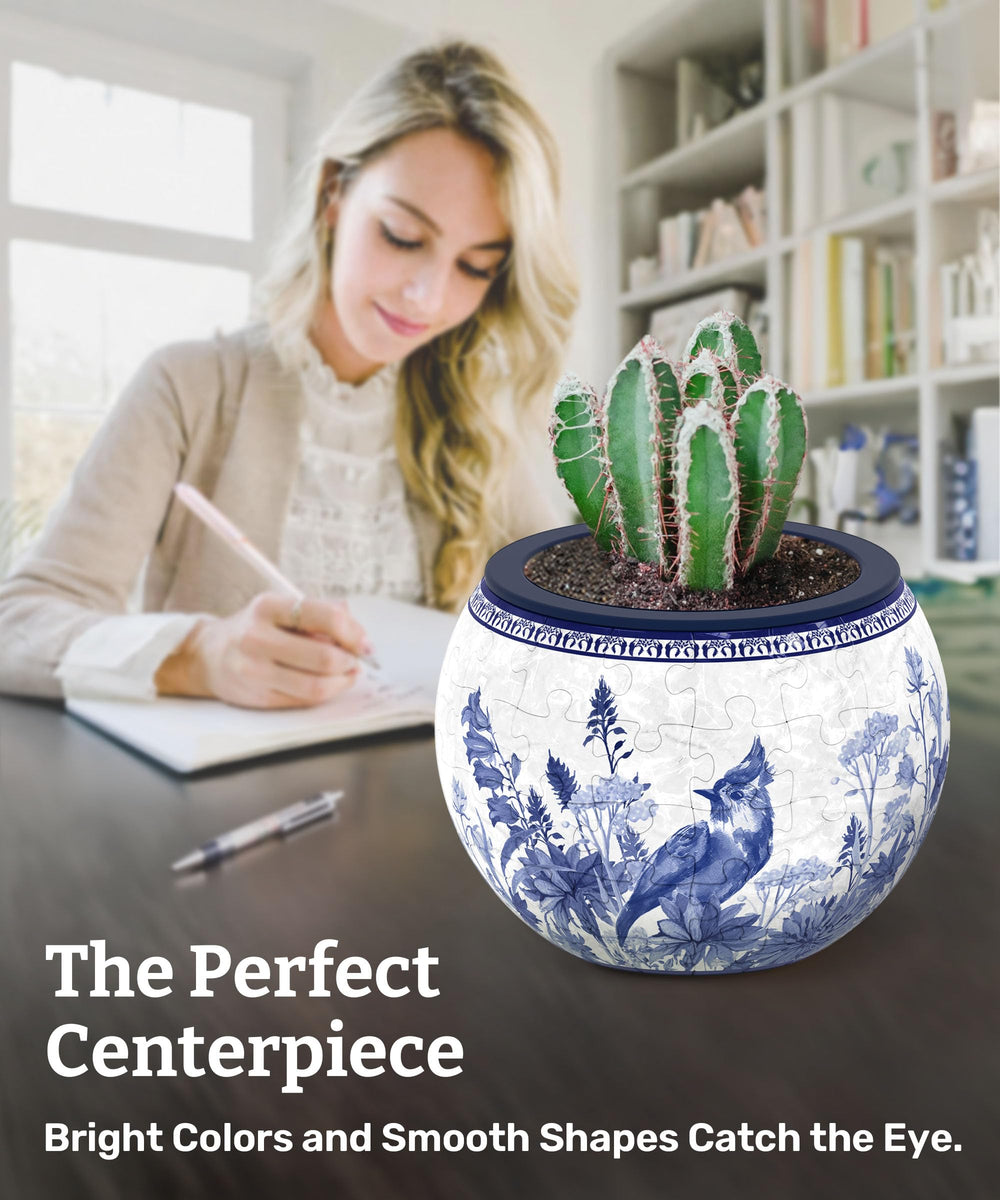 Close-up of PieceRelax 3D Puzzle Planter pieces