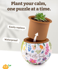 Close-up of PieceRelax 3D Puzzle Planter showing interlock mechanism