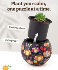 Close-up of PieceRelax 3D Puzzle Planter showing interlock mechanism
