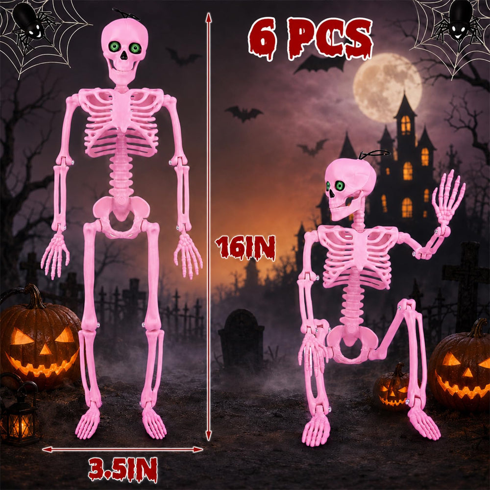 Close-up of pink skeleton's eyes and joints