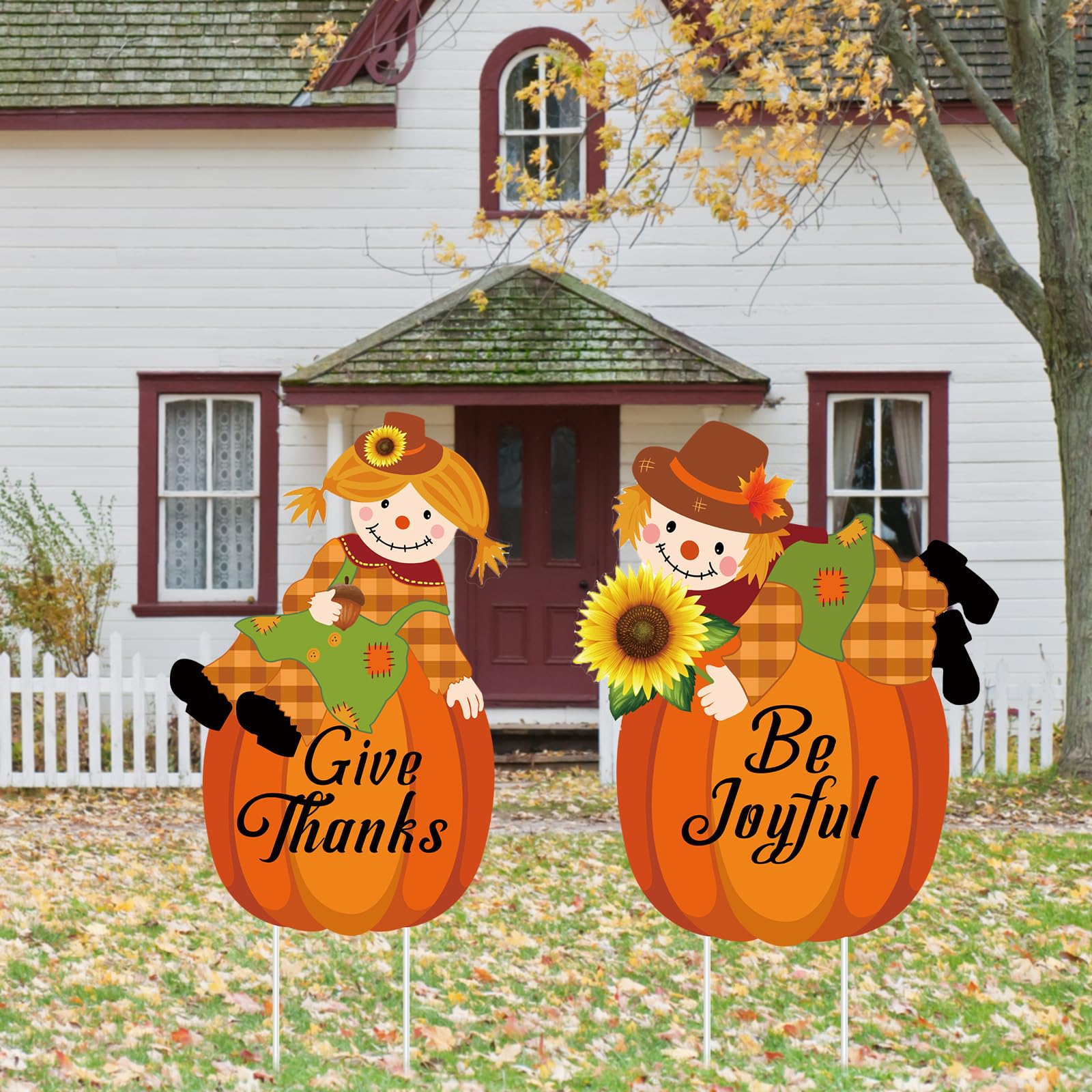 Close-up of POILKMNI scarecrow design on outdoor sign